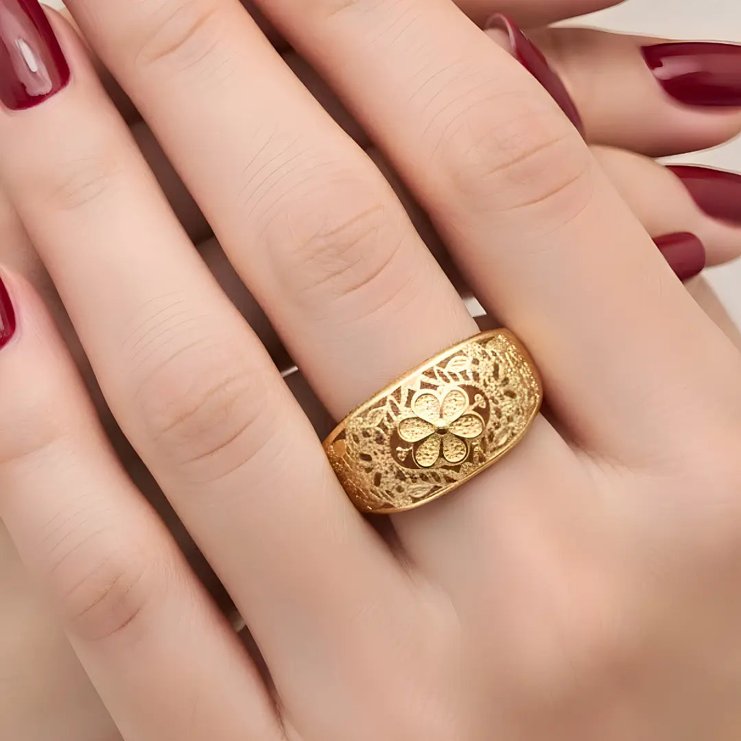 18K Gold Filled Filigree Floral Statement Ring